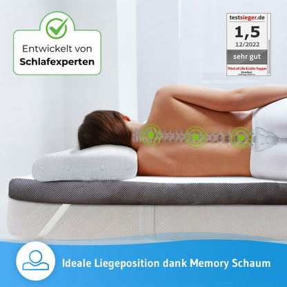 Topper EcoON - Ergonomische Matratzentopper aus Memory-Schaum mit Bezug aus nachhaltigem Tencel - Third of Life