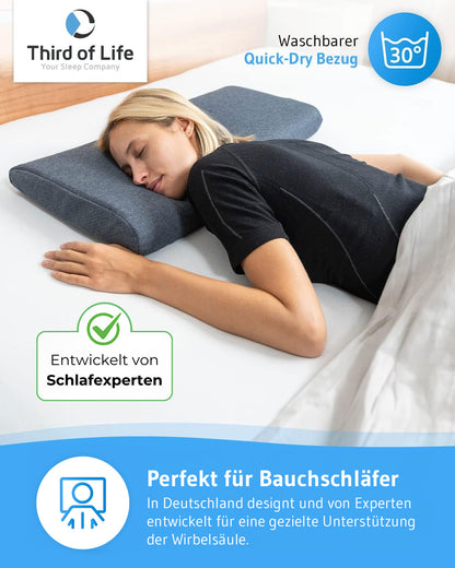 HADAR low - Flaches Bauchschläferkissen für erholsame Nächte - Ergonomisch aus Visco Schaum - Third of Life