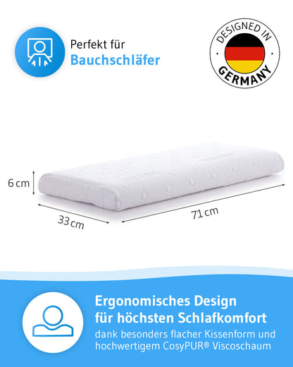 HADAR low - Flaches Bauchschläferkissen für erholsame Nächte - Ergonomisch aus Visco Schaum - Third of Life