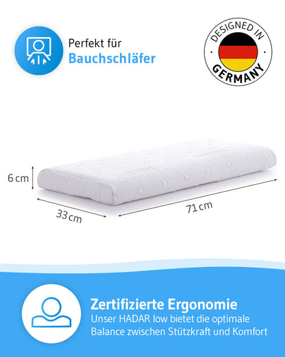 HADAR low - Flaches Bauchschläferkissen für erholsame Nächte - Ergonomisch aus Visco Schaum - Third of Life