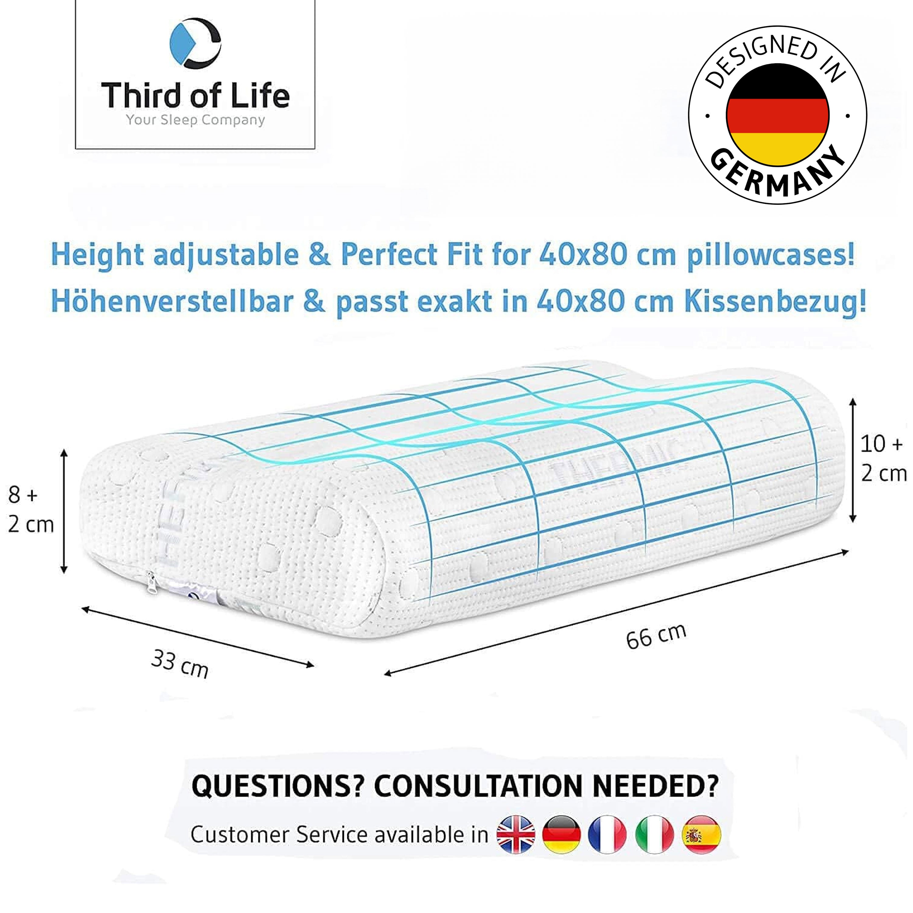 HADAR wave Nackensütz-Kopfkissen mit Nackenwelle, anpassbar   aus Visco Schaum - Third of Life