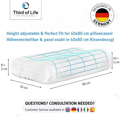 HADAR wave Nackensütz-Kopfkissen mit Nackenwelle, anpassbar   aus Visco Schaum - Third of Life