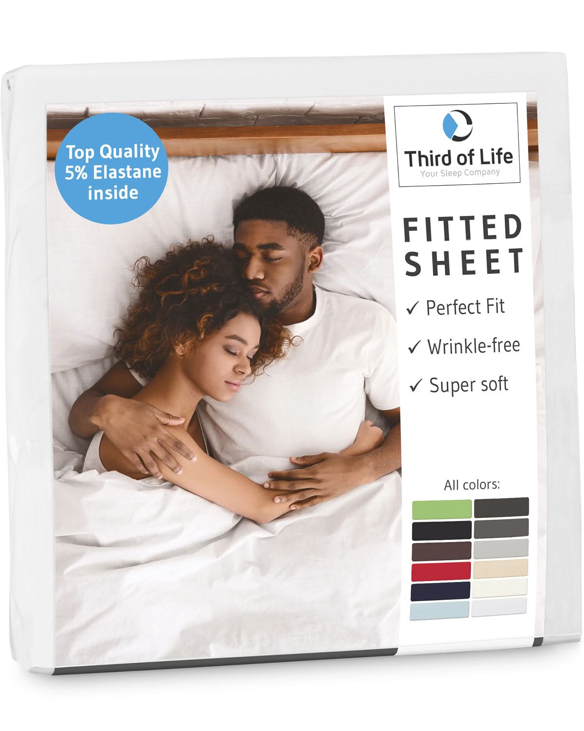 Spannbettlaken mit Elasthan BENE, faltenfrei und bügelfrei, supersoft und atmungsaktiv - Third of Life