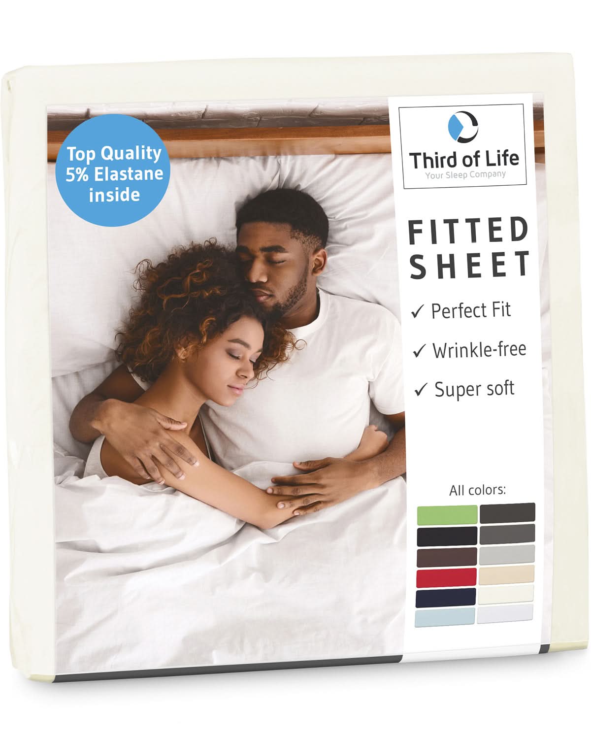 Spannbettlaken mit Elasthan BENE, faltenfrei und bügelfrei, supersoft und atmungsaktiv - Third of Life