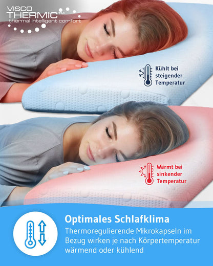 Bauchschläferkissen HADAR low 6 cm hoch aus Visco Schaum, zertifizierte Ergonomie und Thermoregulierung, passt in 40 x 80 cm Bezug - Third of Life