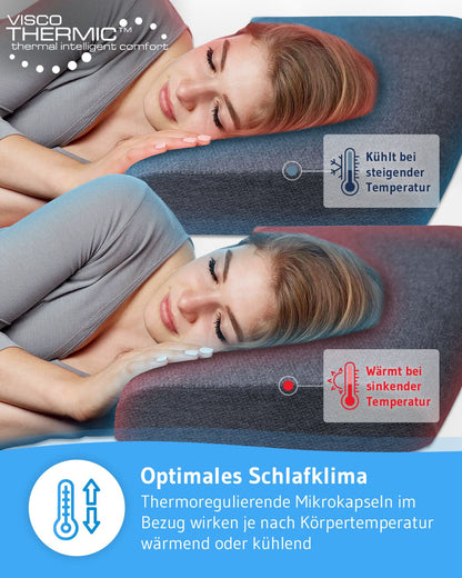 Bauchschläferkissen HADAR low 6 cm hoch aus Visco Schaum, zertifizierte Ergonomie und Thermoregulierung, passt in 40 x 80 cm Bezug - Third of Life