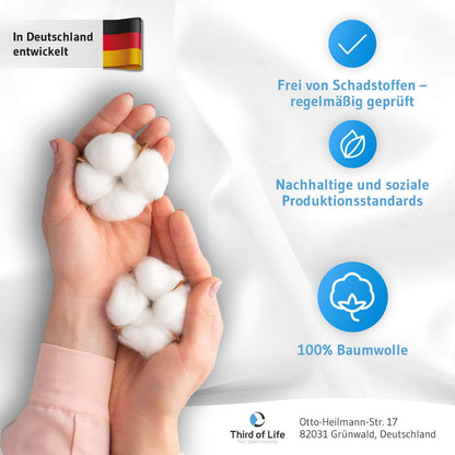Jersey-Spannbettlaken aus 100 % Baumwolle ALBA, supersoft und atmungsaktiv, fusselfrei - Third of Life